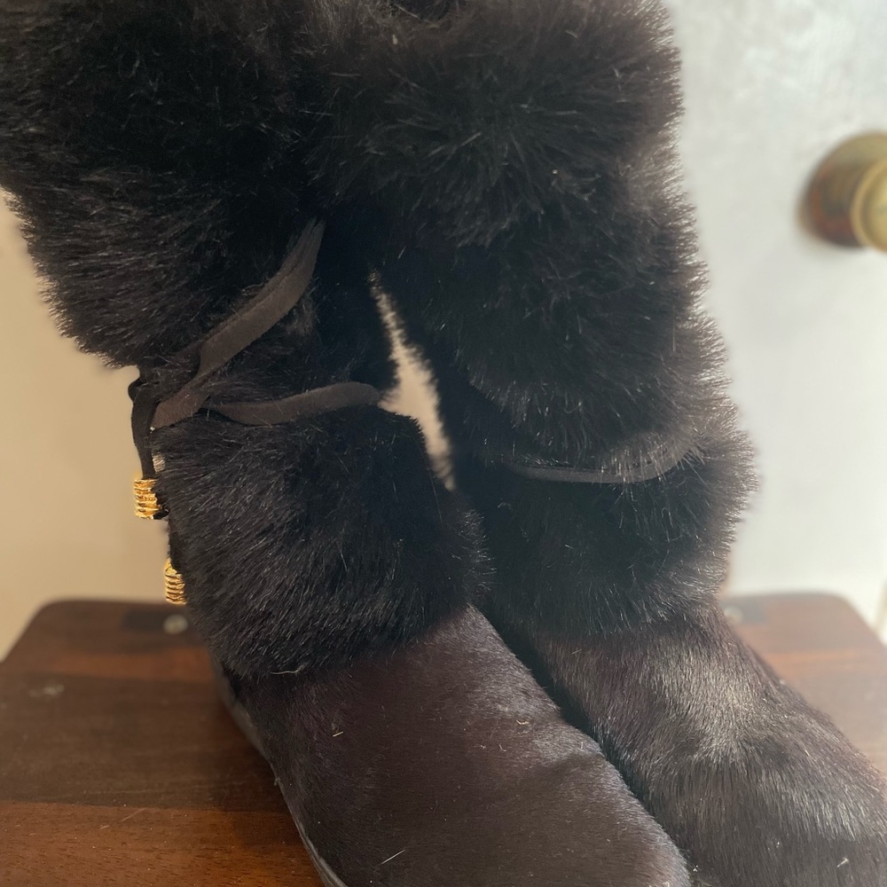 Womens brown winter fur boots